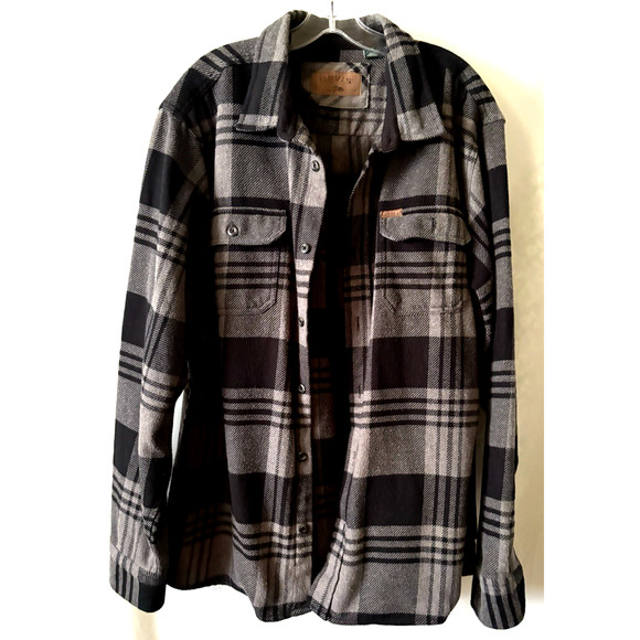 Orvis Heavyweight Flannel Plaid Shacket Shirt Jacket Blk/Grey 1312517 Men XXL - Picture 1 of 10